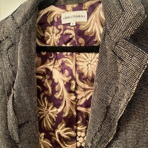 Simultanea Textured Blazer with Floral Lining